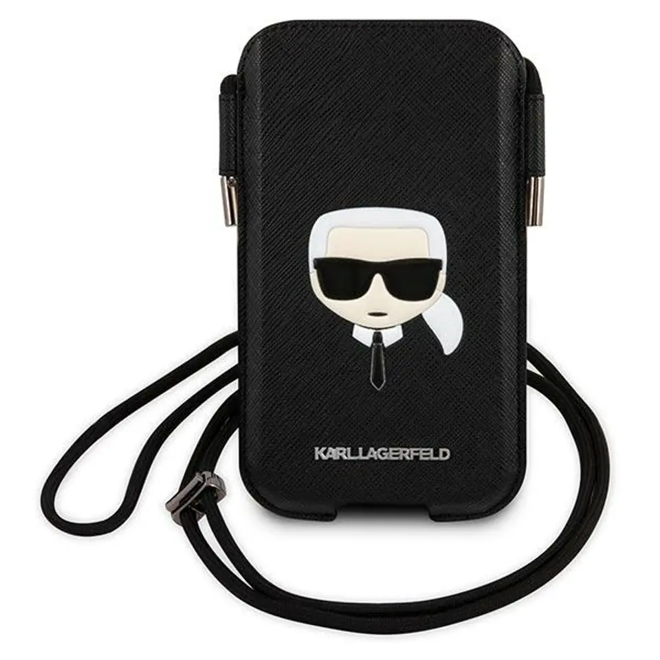 ⁨Karl Lagerfeld Handbag KLHCP12MOPHKHK 6,1" black/black hardcase Saffiano Ikonik Karl's Head⁩ at Wasserman.eu