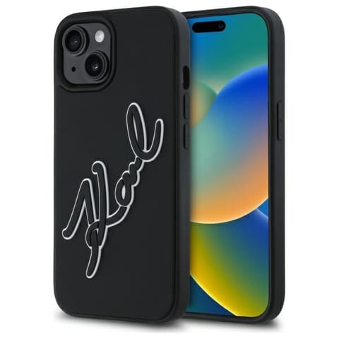 ⁨Karl Lagerfeld KLHCP15S3DRKSDLK iPhone    15 6.1" czarny/black hardcase 3D Rubber Signature⁩ w sklepie Wasserman.eu