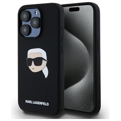 ⁨Karl Lagerfeld KLHMP15LSKHPPLK iPhone 15  Pro 6.1" czarny/black hardcase Silicone Karl Head Print MagSafe⁩ w sklepie Wasserman.eu