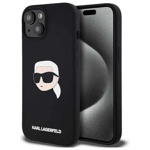 ⁨Karl Lagerfeld KLHMP15SSKHPPLK iPhone 15  6.1" czarny/black hardcase Silicone Karl Head Print MagSafe⁩ w sklepie Wasserman.eu