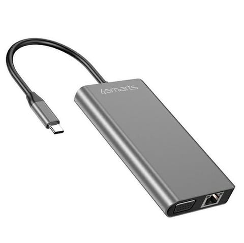 ⁨4smarts HUB 8w1 DeX Mode 2xUSB-A         3.0/USB-C/HDMI/SD/VGA/Eternet/Jack 3.5mm szary 458723⁩ w sklepie Wasserman.eu