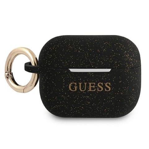 ⁨Guess GUAPSGGEK AirPods Pro cover czarny/black Silicone Glitter⁩ w sklepie Wasserman.eu