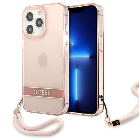 ⁨Guess GUHCP13LHTSGSP iPhone 13 Pro / 13  6,1" różowy/pink hardcase Translucent Stap⁩ w sklepie Wasserman.eu