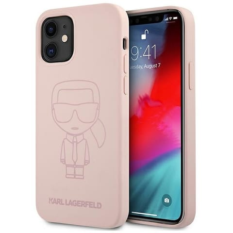 ⁨Original Case IPHONE 12 MINI Karl Lagerfeld Silicone Ikonik Outline (KLHCP12SSILTTPI) pink⁩ at Wasserman.eu