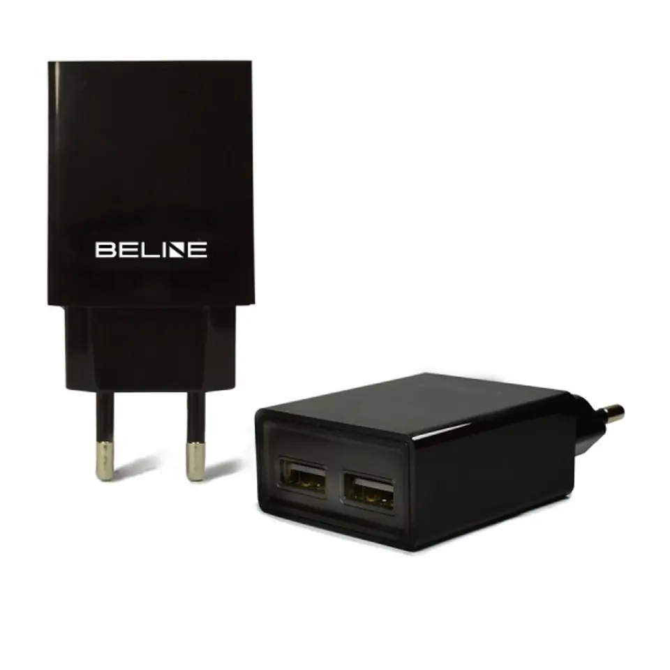 ⁨Ład. siec. Beline 2xUSB 2A czarna/black (only head)⁩ w sklepie Wasserman.eu