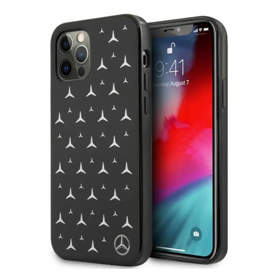 ⁨Mercedes MEHCP12LESPBK iPhone 12 Pro Max 6.7" black/black hardcase Silver Stars Pattern⁩ at Wasserman.eu