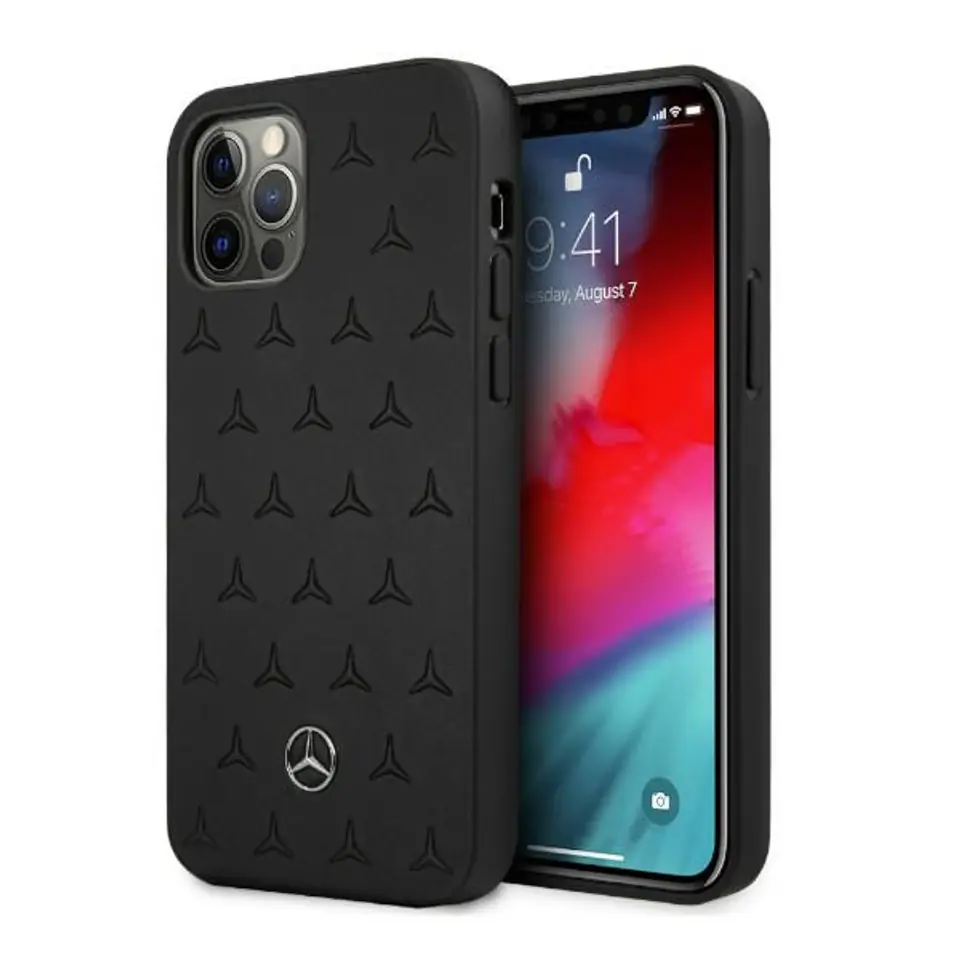 ⁨Mercedes MEHCP12LPSQBK iPhone 12 Pro Max 6,7" czarny/black hardcase Leather Stars Pattern⁩ w sklepie Wasserman.eu