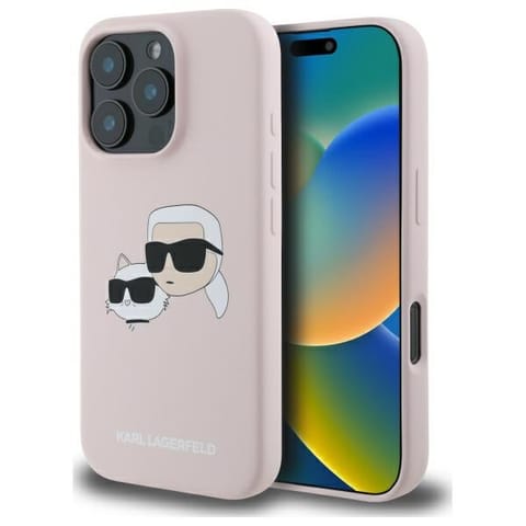 ⁨Karl Lagerfeld KLHMP16LSKCHPPLP iPhone16 Pro 6.3" różowy/pink hardcase Silicone Double Heads Print MagSafe⁩ w sklepie Wasserman.eu
