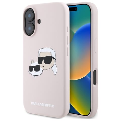 ⁨Karl Lagerfeld KLHMP16SSKCHPPLP iPhone16 6.1" różowy/pink hardcase Silicone Double Heads Print MagSafe⁩ w sklepie Wasserman.eu