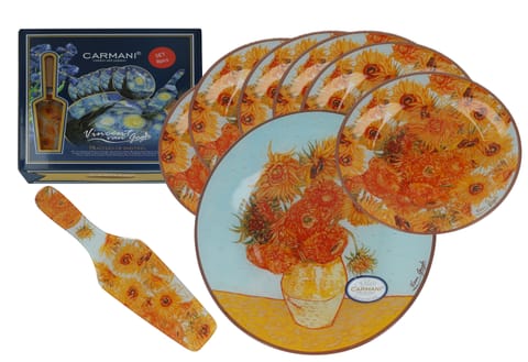 Kpl. patera i 6 talerzyków - V. van Gogh, Słoneczniki (CARMANI) w sklepie Wasserman.eu