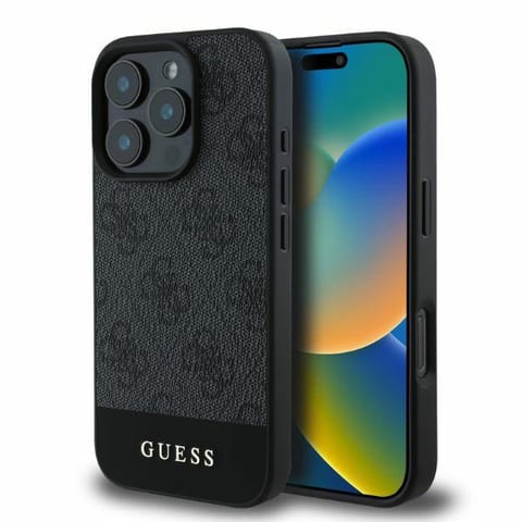 ⁨Guess GUHCP16XG4GLGR iPhone 16 Pro Max 6.9" szary/grey hardcase 4G Bottom Stripe⁩ w sklepie Wasserman.eu