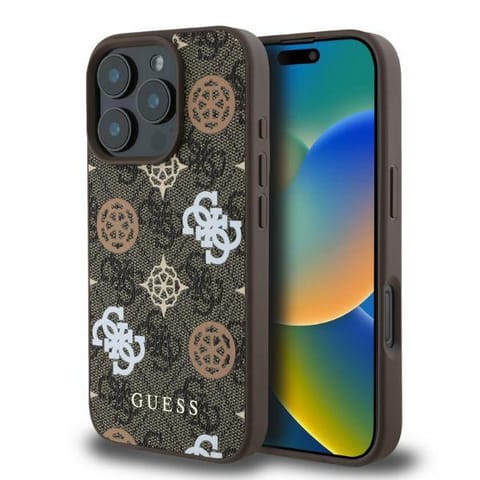 ⁨Guess GUHMP16LP4PWPW iPhone 16 Pro6.3" brązowy/brown hardcase Peony On 4G Background MagSafe⁩ w sklepie Wasserman.eu
