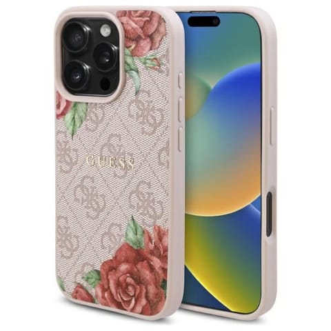 ⁨Guess GUHMP16LP4ROPEMCP iPhone 16 Pro    6.3" różowy/pink hardcase 4G Flowers Print MagSafe⁩ w sklepie Wasserman.eu