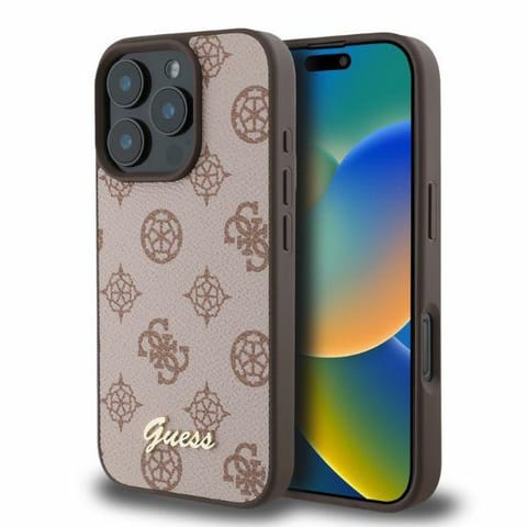 ⁨Guess GUHMP16LPGPYSW iPhone 16 Pro 6.3" brązowy/brown hardcase Peony Script MagSafe⁩ w sklepie Wasserman.eu