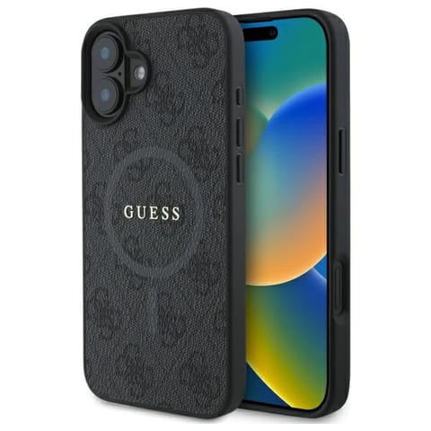 ⁨Guess GUHMP16SG4GFRK iPhone 16 6.1" czarny/black hardcase 4G Ring Classic Logo MagSafe⁩ w sklepie Wasserman.eu