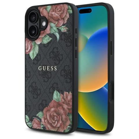 ⁨Guess GUHMP16SP4ROPEMCK iPhone 16 6.1"   czarny/black hardcase 4G Flowers Print MagSafe⁩ w sklepie Wasserman.eu