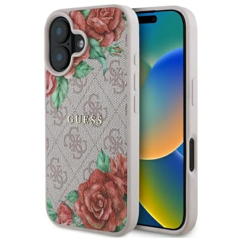 ⁨Guess GUHMP16SP4ROPEMCP iPhone 16 6.1"    różowy/pink hardcase 4G Flowers Print MagSafe⁩ w sklepie Wasserman.eu