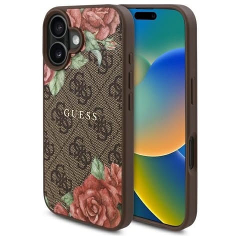 ⁨Guess GUHMP16SP4ROPEMCW iPhone 16 6.1"   brązowy/brown hardcase 4G Flowers Print MagSafe⁩ w sklepie Wasserman.eu