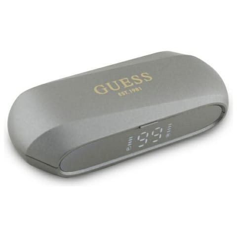 ⁨Guess słuchawki Bluetooth GUTWSC2MCDSE    TWS + stacja dokująca taupe Elongated Metalic Printed Logo⁩ w sklepie Wasserman.eu