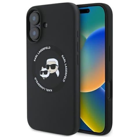 ⁨Karl Lagerfeld KLHMP16SSKCHTCK iPhone 16 6.1" czarny/black hardcase Silicone Karl&Choupette Heads MagSafe⁩ w sklepie Wasserman.eu