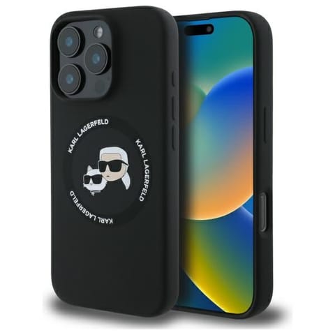 ⁨Karl Lagerfeld KLHMP16XSKCHTCK iPhone 16 Pro Max 6.9" czarny/black hardcase Silicone Karl&Choupette Heads MagSafe⁩ w sklepie Wasserman.eu