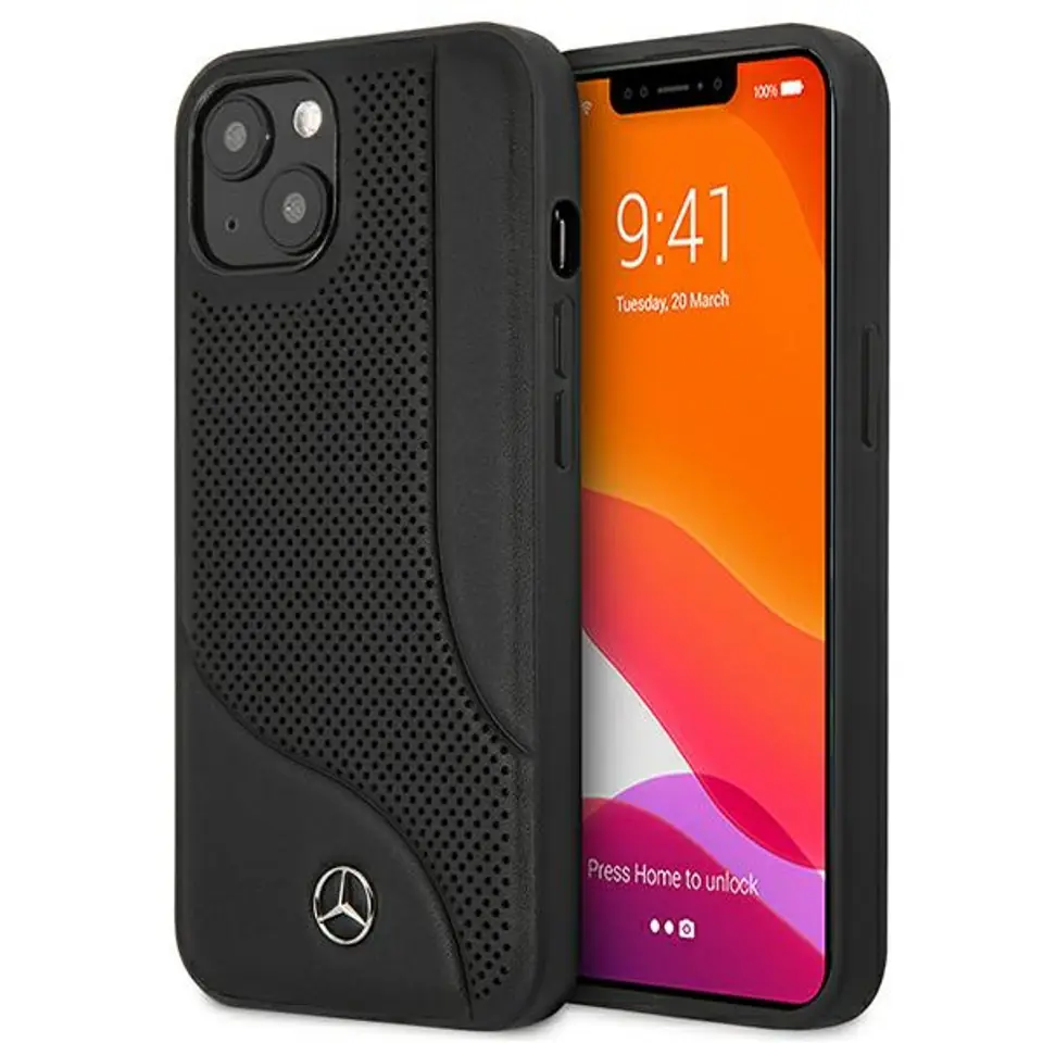 ⁨Mercedes MEHCP13MCDOBK iPhone 13 / 14/ 15 6.1" czarny/black hardcase Leather Perforated Area⁩ w sklepie Wasserman.eu