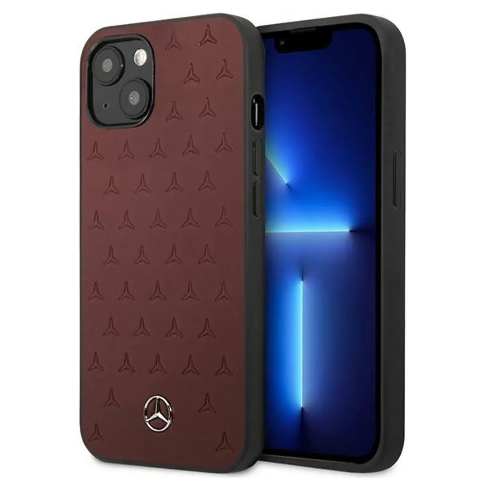 ⁨Mercedes MEHCP13SPSQRE iPhone 13 mini 5.4" red/red hardcase Leather Stars Pattern⁩ at Wasserman.eu