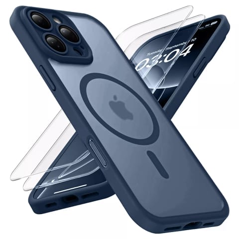 ⁨3w1 Zestaw Etui Hybrydowe + Szkło do Apple iPhone 16 Pro obudowa ochronna Hybrydowe MagSafe z ochroną obiektywu case + 2x Szkło hartowane ochronne na telefon Alogy 3in1 Case Pack Navy Blue Granatowe⁩ w sklepie Wasserman.eu