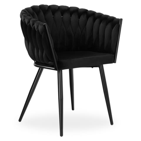 ⁨Krzesło welurowe plecione COFTON Black VELVET czarny⁩ w sklepie Wasserman.eu