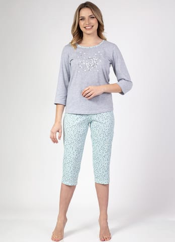 ⁨PIŻAMA REGINA DAMSKA 680 J MEL (kolor jasny - melanż, rozmiar L)⁩ w sklepie Wasserman.eu