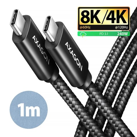 ⁨BUCM4X-CM10AB Kabel USB-C - USB-C, USB4 Gen 3x2 1m, PD 240W, 8K HD, ALU, oplot Czarny⁩ w sklepie Wasserman.eu