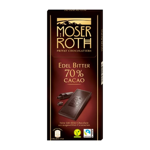 ⁨Moser Roth Dark Chocolate 70% Cacao 125 g⁩ at Wasserman.eu