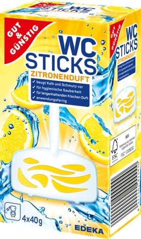 ⁨G&G Wc-Sticks Lemon Zawieszki WC 4 x 40 g⁩ w sklepie Wasserman.eu