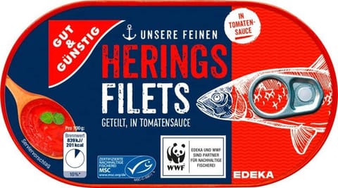 ⁨G&G Herring Fillets in Tomato Sauce 200 g⁩ at Wasserman.eu