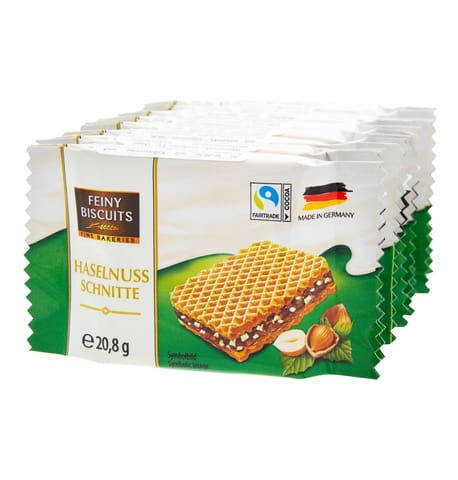 ⁨Feiny Biscuits Wafers with Cocoa Cream and Hazelnuts 8x20,8 g⁩ at Wasserman.eu