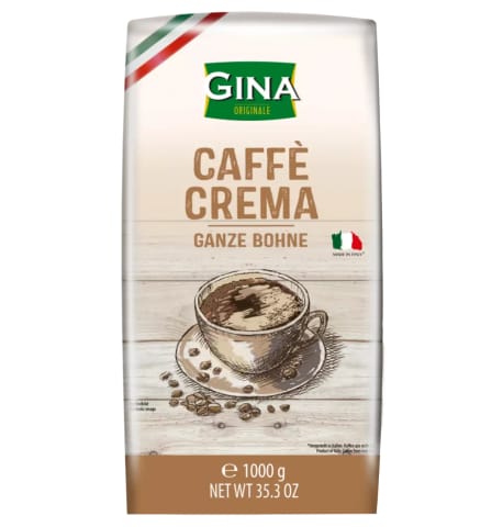 ⁨Gina Caffe Crema Kawa Ziarnista 1 kg⁩ w sklepie Wasserman.eu