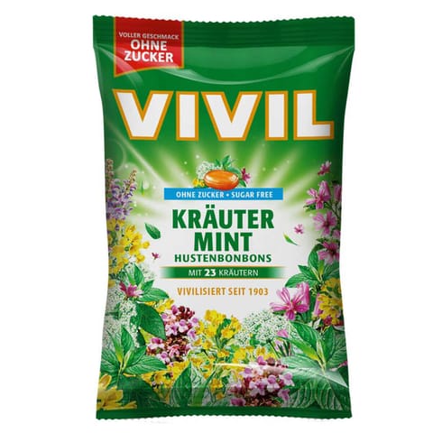 ⁨Vivil Krauter Mint Cukierki bez Cukru 120 g⁩ w sklepie Wasserman.eu