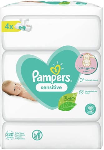 ⁨Pampers Sensitive Chusteczki Nawilżone 320 szt.⁩ w sklepie Wasserman.eu