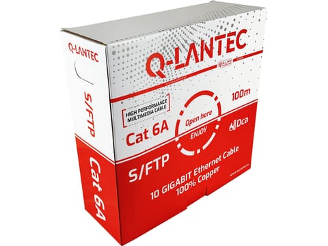⁨Kabel S/FTP kat.6A, sieciowy, skrętka, LSOH, Dca 4x2x23 AWG, 10Gb/s, gwarancja 10 lat, szary, 100m - Q-LANTEC⁩ w sklepie Wasserman.eu