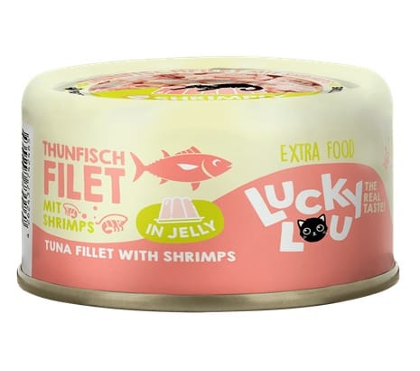 ⁨Lucky Lou Extrafood Tuńczyk i krewetki w galaretce puszka 70g⁩ w sklepie Wasserman.eu