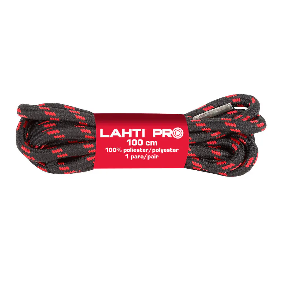 ⁨LACES, ROUND, BLACK-RED, L904010P, 10 PAIRS, 100CM, LAHTI⁩ at Wasserman.eu