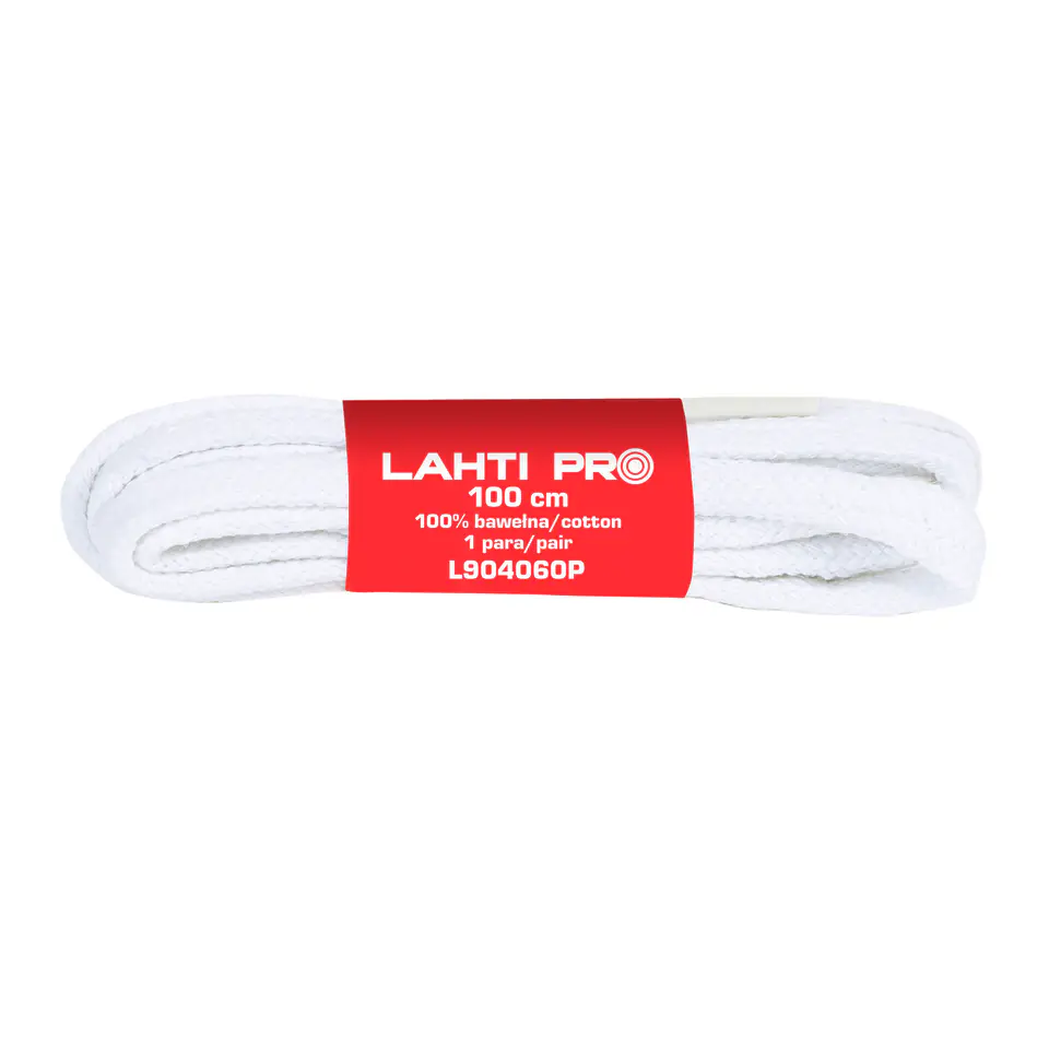 ⁨LACES, FLAT, COTTON, WHITE, L904060P, 10 PAIRS, 100CM, LAHTI⁩ at Wasserman.eu