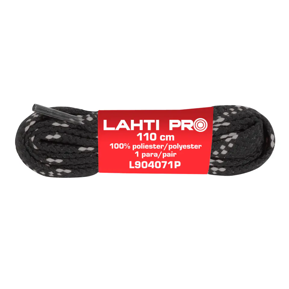 ⁨LACES, FLAT, BLACK-RED, L904071P, 10 PAIRS, 110CM, LAHTI⁩ at Wasserman.eu