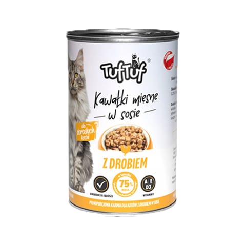 ⁨TUF TUF KOT kawałki mięsne z drobiem 415g⁩ w sklepie Wasserman.eu