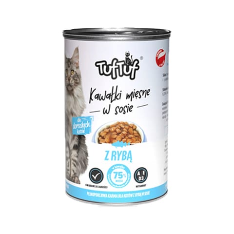 ⁨TUF TUF KOT kawałki mięsne z rybą 415g⁩ w sklepie Wasserman.eu