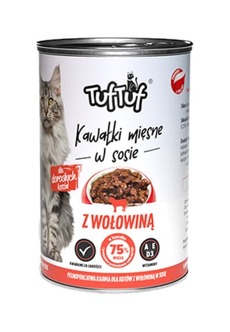 ⁨TUF TUF KOT kawałki mięsne z wołowiną 415g⁩ w sklepie Wasserman.eu