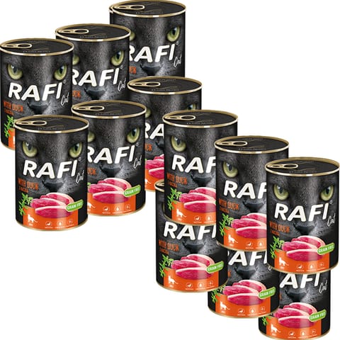 ⁨Rafi Cat karma bezzbożowa z kaczką 12 x 400 g⁩ w sklepie Wasserman.eu