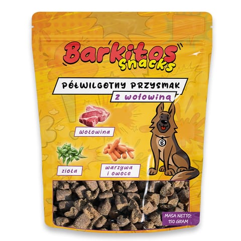 ⁨BARKITOS SNACKS Półwilgotny przysmak dla psów wołowina 150g⁩ w sklepie Wasserman.eu