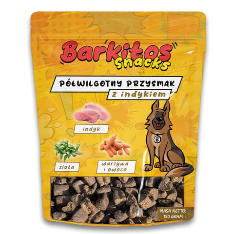 ⁨BARKITOS SNACKS Półwilgotny przysmak dla psów indyk 150g⁩ w sklepie Wasserman.eu