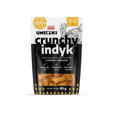 ⁨UNISZKI Crunchy indyk - Szałwia Pokrzywa 80g⁩ w sklepie Wasserman.eu